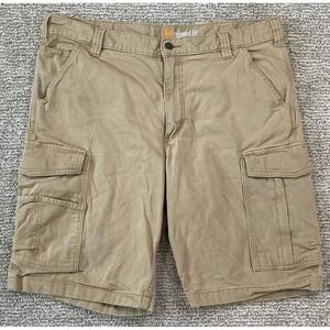 Carhartt  Cargo Shorts 38 Relaxed Fit Tan Canvas Cotton Workwear‎ Distressed